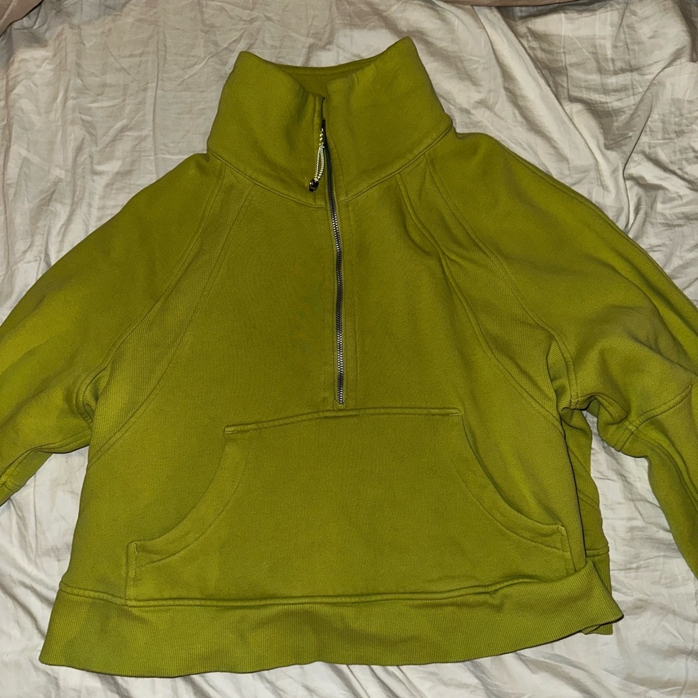 Lululemon Yellow-Green Scuba Half Zip Pullover